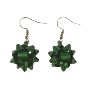 Handcrafted Christmas Bow Earrings (green)